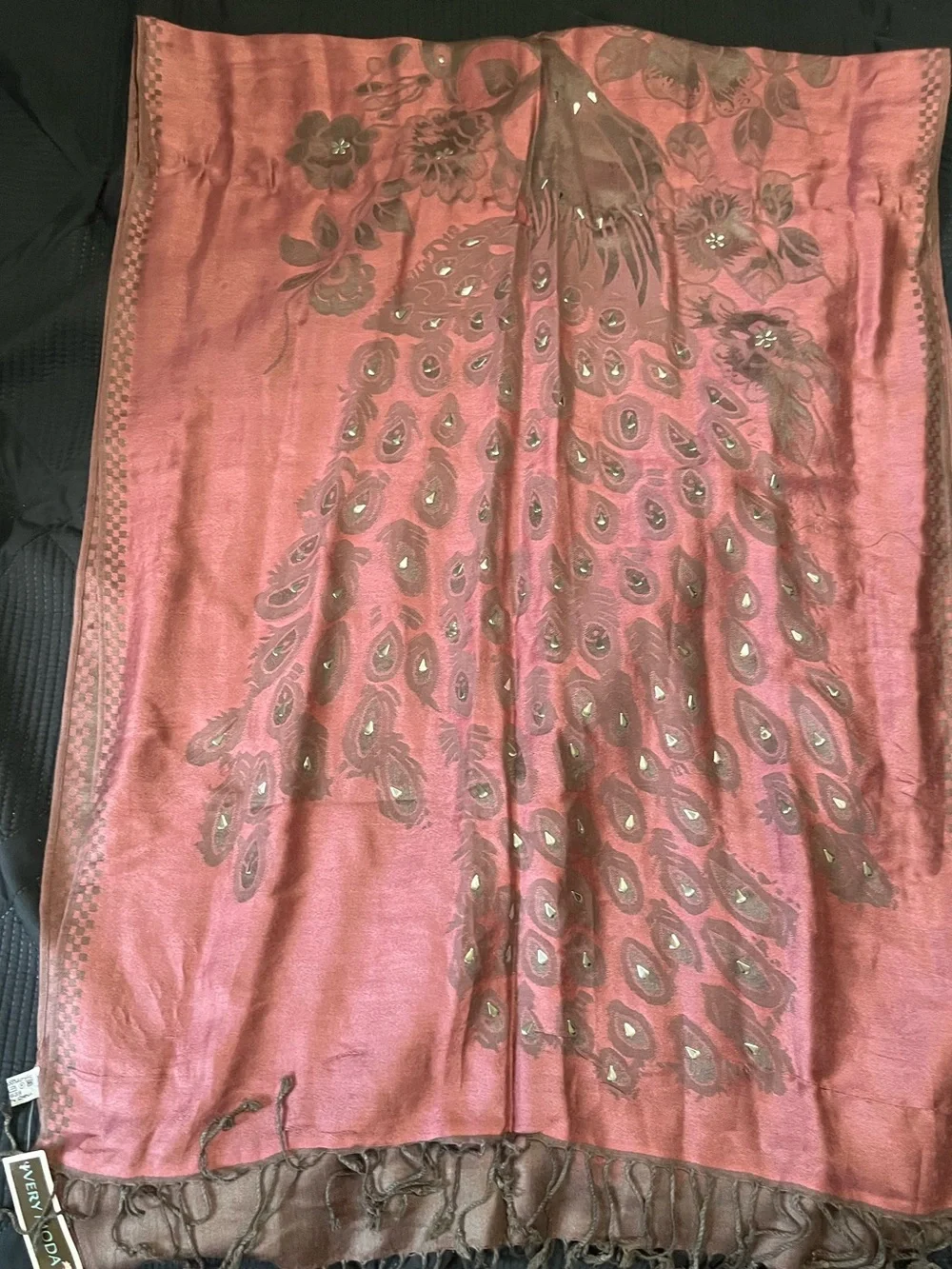 Very Moda Dusky Rose Floral Paisley Wrap Scarf